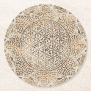 Livets blomma i Lotus Dot Art pastellgolv Underlägg Papper Rund