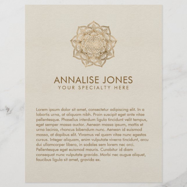 Livets blomma i Lotus - pastellgolder och canvas Reklamblad (Framsidan)