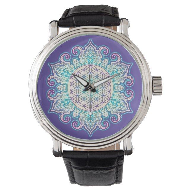Livets blomma - indisk mandala 2 armbandsur (Framsida)