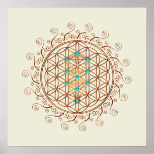 Livets blomma, Livets träd, Kabbalah, Sephiroth Poster