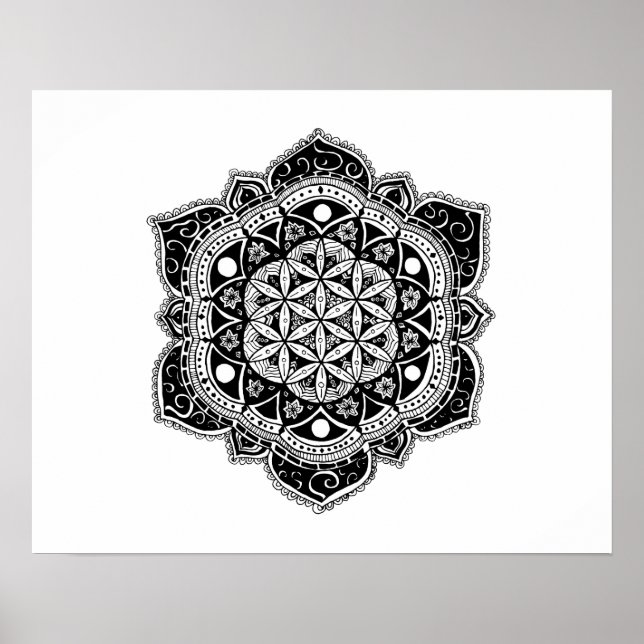 Livets blomma Mandala Poster (Framsidan)
