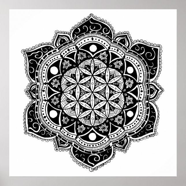 Livets blomma Mandala Poster (Framsidan)