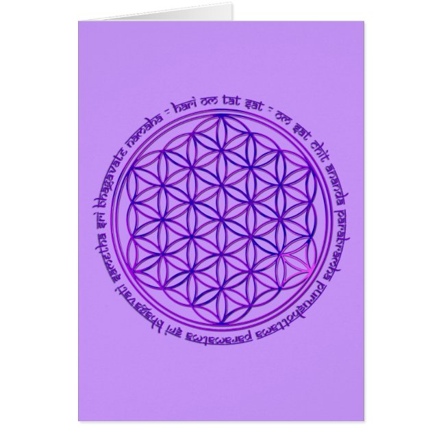 Livets blomma - Moola Mantra - violett Hälsningskort (Framsidan)