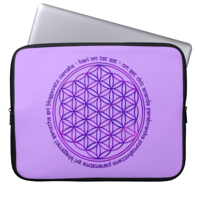 Livets blomma - Moola Mantra - violett Laptop Sleeve (Framsidan)