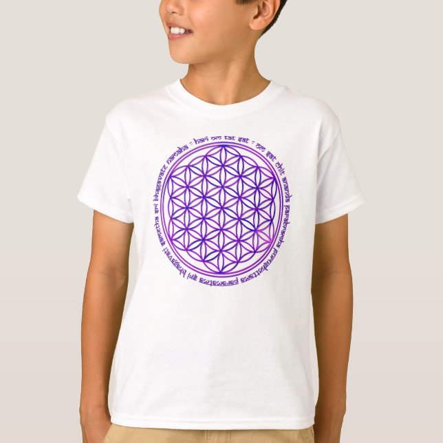 Livets blomma - Moola Mantra - violett T-shirt (Framsida)