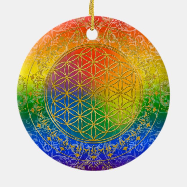 Livets blomma - Ornament Rainbow guld (Baksidan)