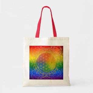 Livets blomma - Ornament Rainbow guld Tygkasse