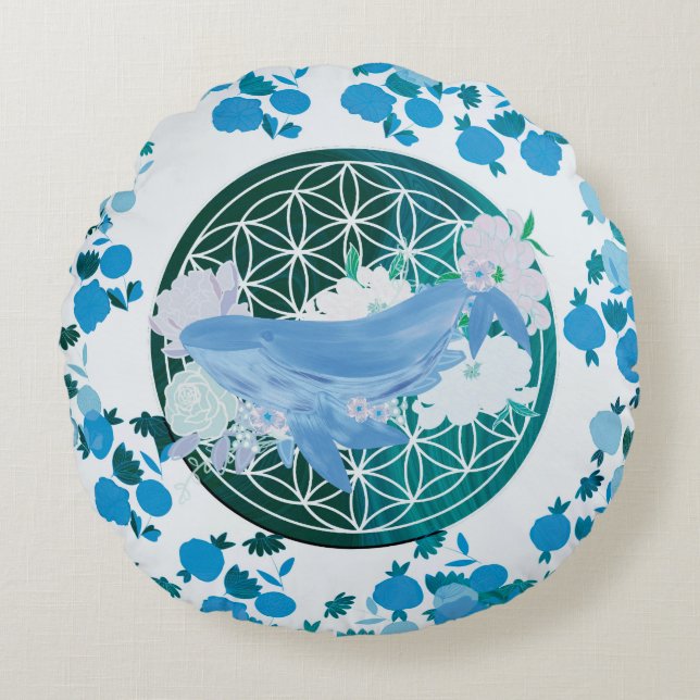 Livets blomma rund kudde (Framsidan)