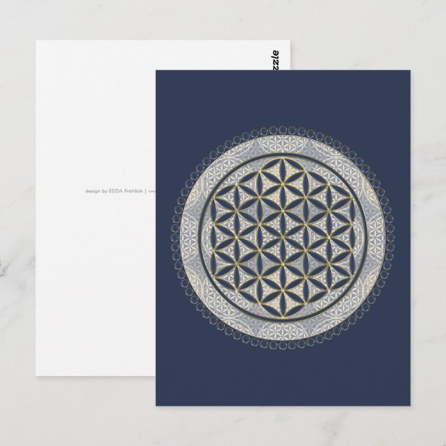 LIVETS BLOMMA - Sakral Geometrisymbol Konst 1 Vykort (Fram/baksida)