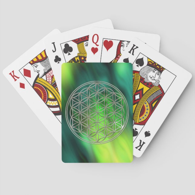 LIVETS BLOMMA - silver / Blume des Lebens Spelkort (Baksidan)