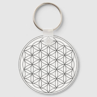 Livets blomma (svartvitt) nyckelring