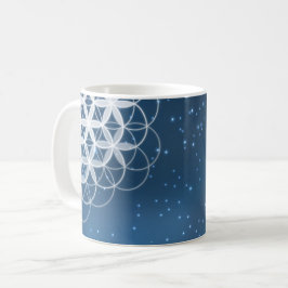 Livets blomma Universum blå gnista stjärna Kaffemugg