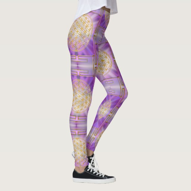 LIVETS BLOMMA - Yantra sömlöst mönster Leggings (Höger)