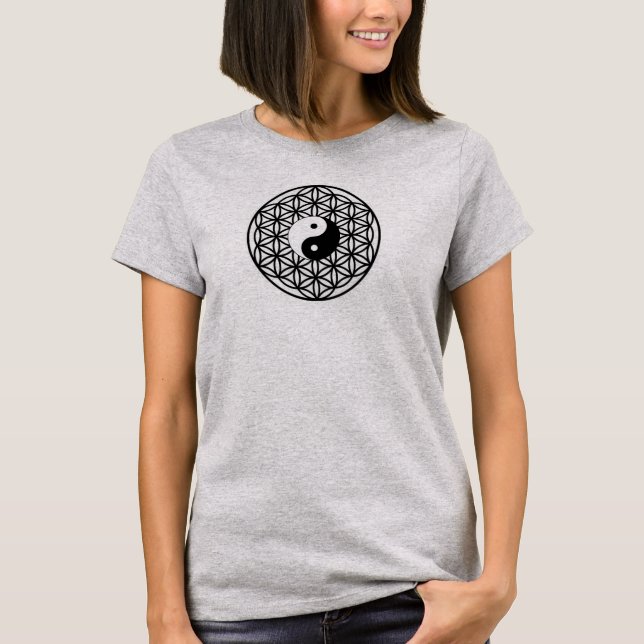 Livets blomma - Yin Yang T Shirt (Framsida)