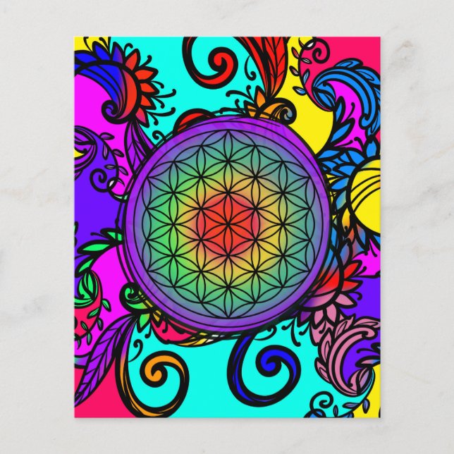 Livets blomma zen Chakra Flygblad (Framsidan)