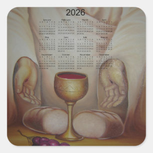 Livets Bröd: Helig Eukaristi 2026 Kalender Fyrkantigt Klistermärke
