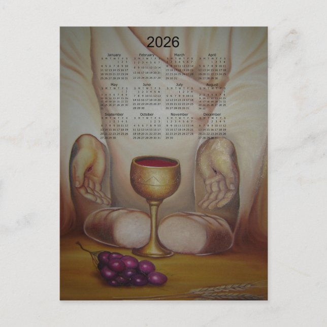 Livets Bröd: Helig Eukaristi 2026 Kalender Vykort (Framsida)