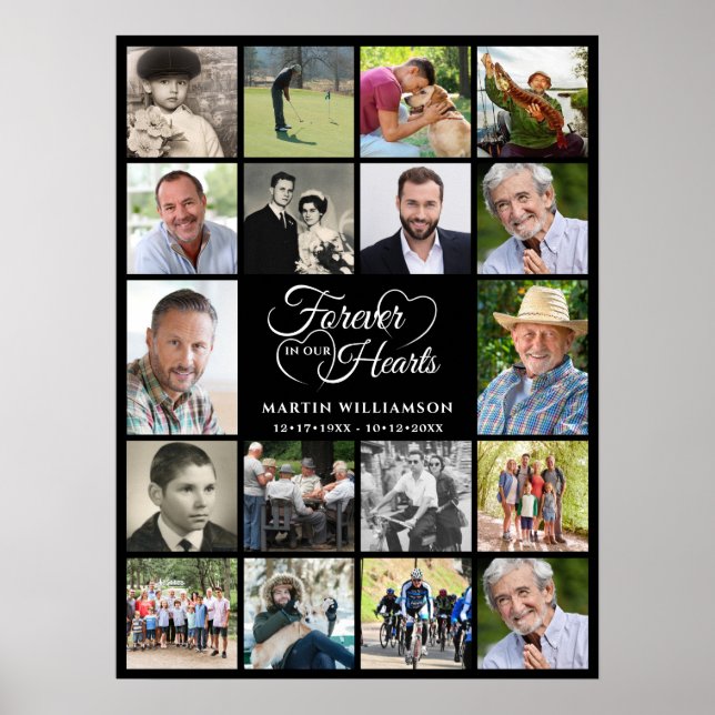 Livets Firande 18 Fotokollage Begravning Poster (Framsidan)