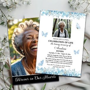 Livets Firande 2 Bilder Begravning Blå Blommor Inbjudningar