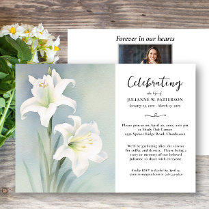 Livets firande akvarell lilja blomma begravning inbjudningar
