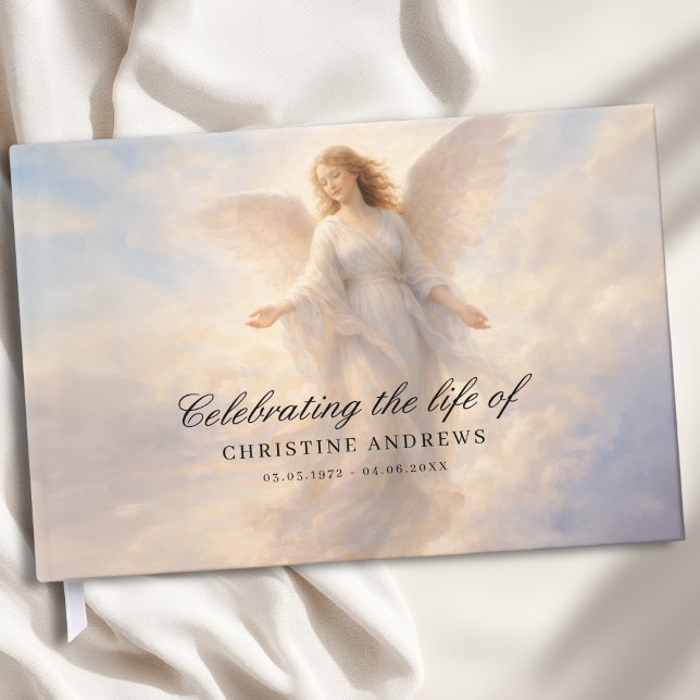 Livets Firande - Ängels Begravningsminne Gästböcker (Celebration of Life - Angel Funeral Memorial Guest Book)