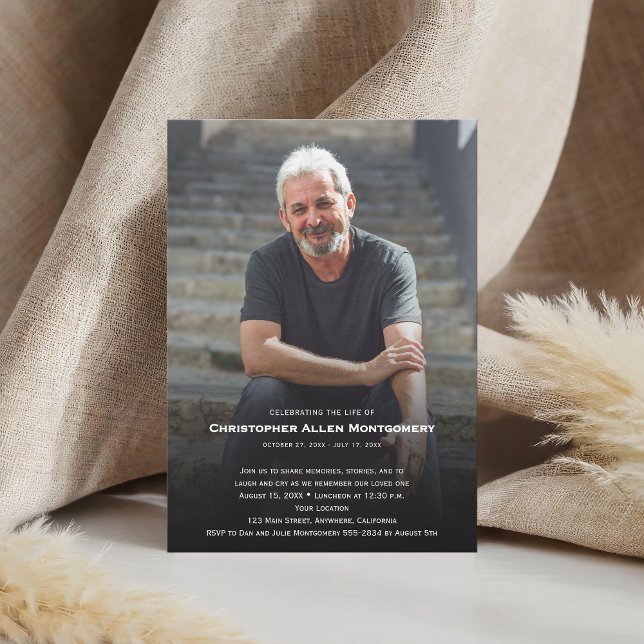 Livets firande Begravning Minnesstund Inbjudningar (Celebration of Life funeral memorial photo invitations, PRINTED and/or INSTANT DOWNLOAD)