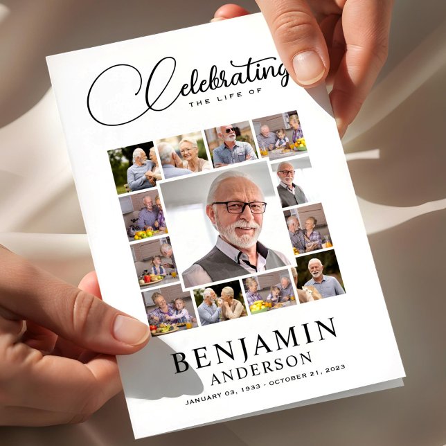 Livets Firande Bi-Fold Begravningsprogram Foto Reklamblad (Celebration of Life | Memorial Funeral Program Flyer, Obituary Program, Sorry for your Loss)