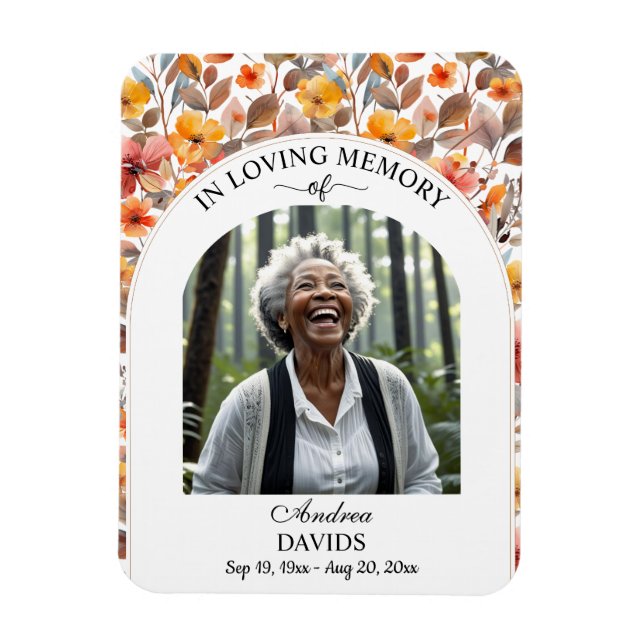 Livets Firande Blommig Begravning Souvenir Magnet (Vertikal)