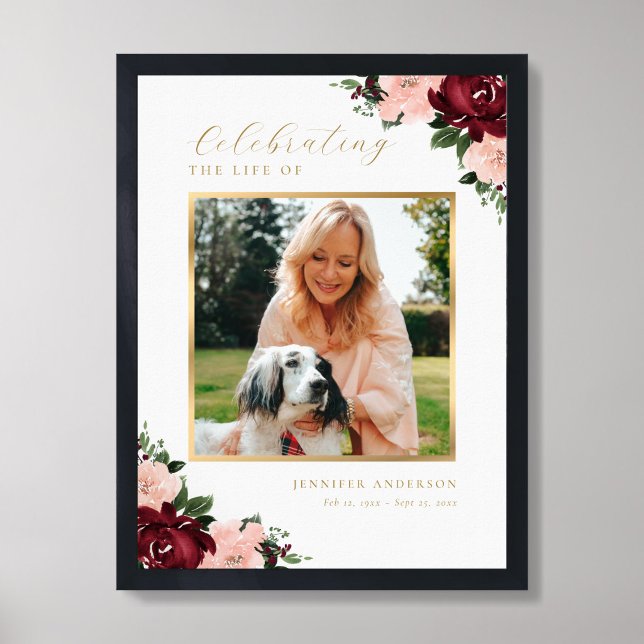 Livets firande Blommig Foto Välkomstskylt Poster (Framed)