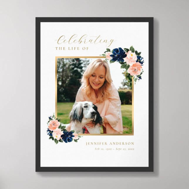 Livets firande Blommig Foto Välkomstskylt Poster (Framed)