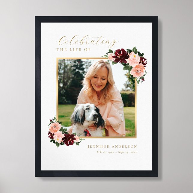 Livets firande Blommig Foto Välkomstskylt Poster (Framed)