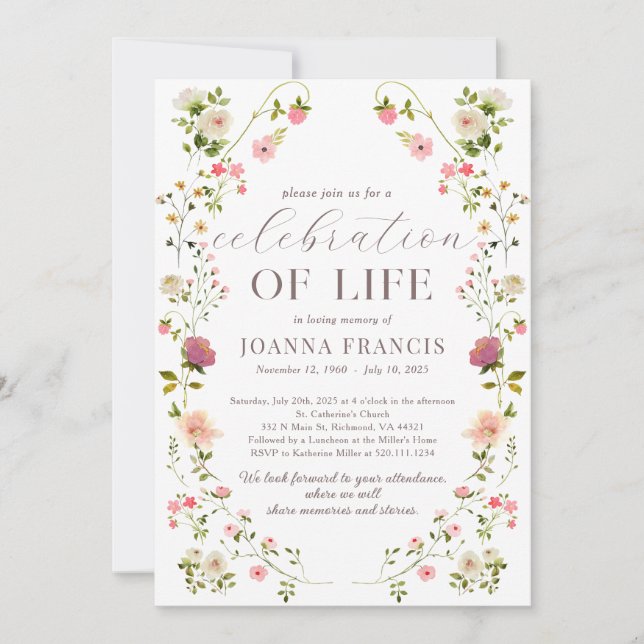 Livets Firande Blommig Vacker Inbjudan (Framsida)