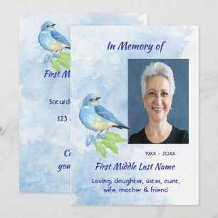 Livets firande Bluebird Garden Bird Inbjudningar