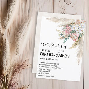 Livets firande Boho blommig Pampas gräs Inbjudningar