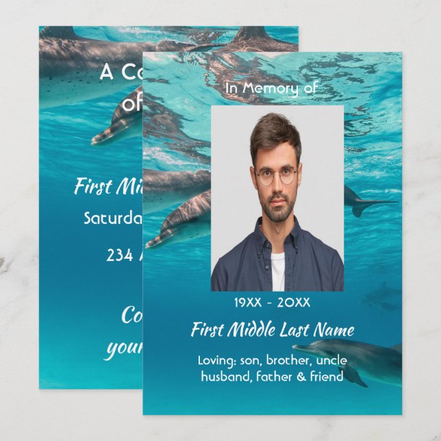 Livets firande  Deltar Under vattnet Ocean Inbjudningar (Fram/baksida)