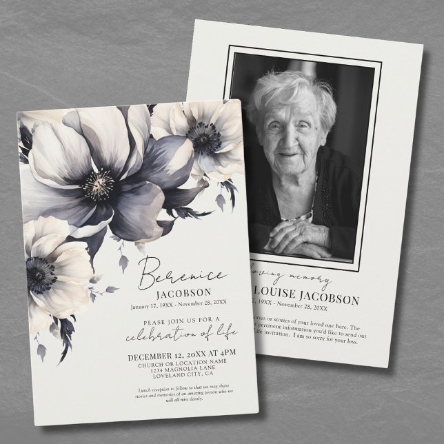Livets Firande Elegant Minnesstund Inbjudningar (Celebration Of Life Elegant Memorial Service Invitation )