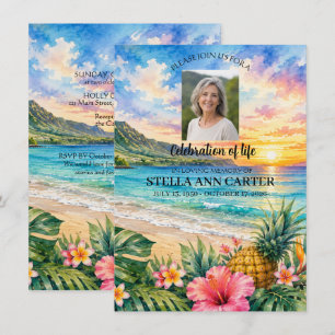 Livets firande Foto Hawaii Blommig Begravning Inbjudningar