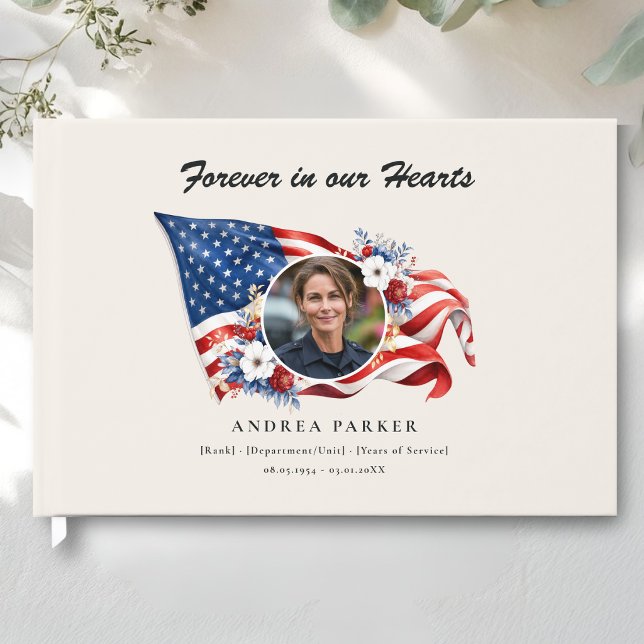 Livets firande Foto Patriotisk begravning  Gästböcker (Celebration of Life Photo Patriotic Funeral Guest Book)