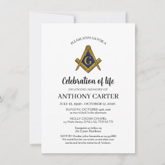 Livets firande Frimurare Masonic begravning Inbjudningar