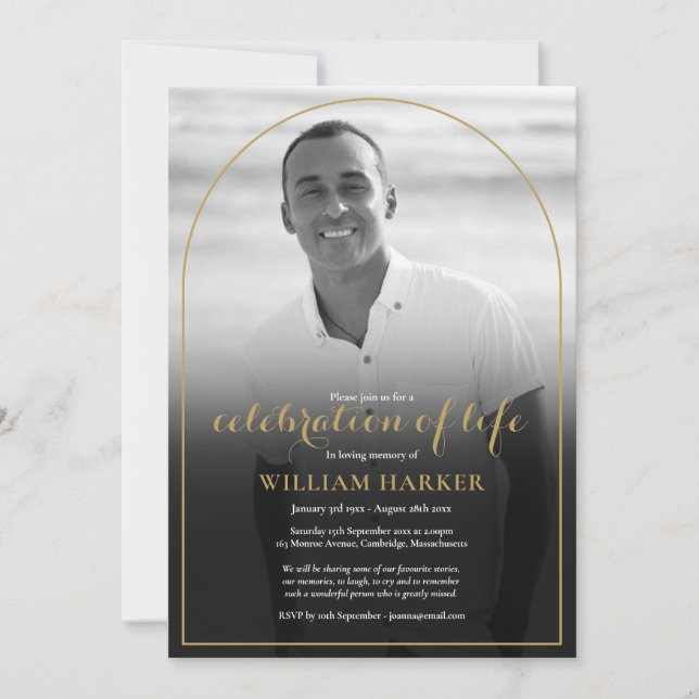 Livets firande i svart-vit arkfotografi inbjudningar (Framsida)