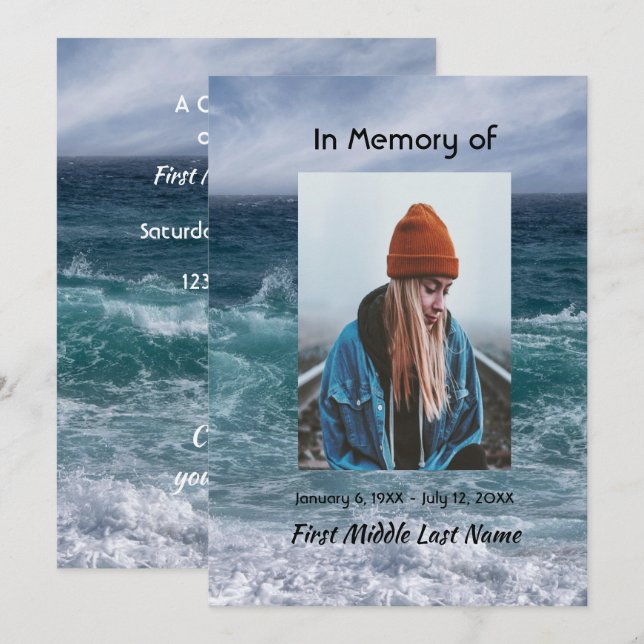Livets firande inbjudan Ocean Hav Strand (Fram/baksida)