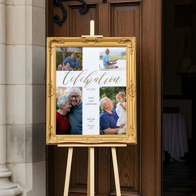 Livets firande Kors Fotokollage Begravning Poster (Celebration of Life Cross Photo Collage Funeral Poster)