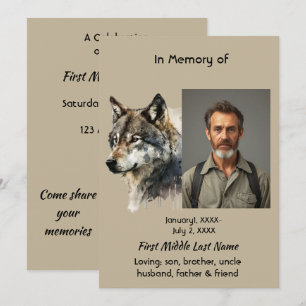 Livets firande Minnes Wolf Art Inbjudan