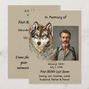 Livets firande Minnes Wolf Art Inbjudan
