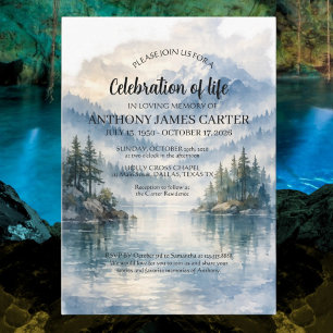 Livets firande Misty Mountain Lake begravning Inbjudningar