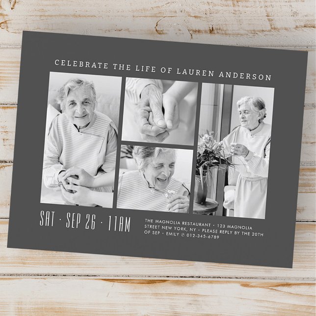 Livets firande Modern Enkel 4 Foto Collage Vykort (Skapare uppladdad)