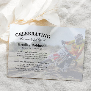 Livets firande Motorcross Foto Begravning Inbjudningar