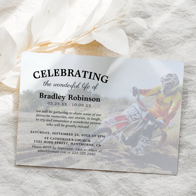 Livets firande | Motorcross Foto Begravning Inbjudningar (Skapare uppladdad)