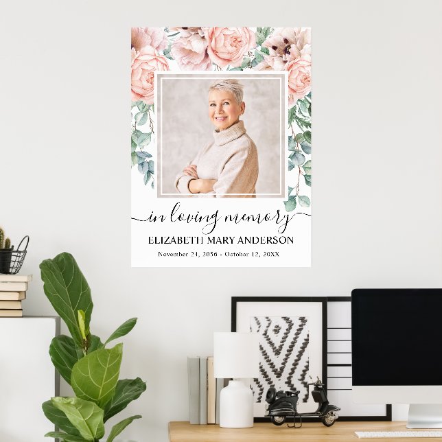 Livets firande Rosa Peony Blommotiv Foto Poster (Hemmakontoret)