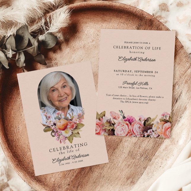 Livets firande Rosa rosor & Peonies Blommor Inbjudningar (Skapare uppladdad)